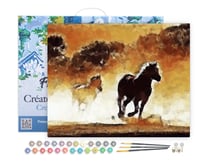 Peinture par Numéro Figured'Art avec Cadre - Chevaux en action - Kit de Loisir Créatif DIY Numéro d'Art Complet - 40x50cm toile tendue sur châssis