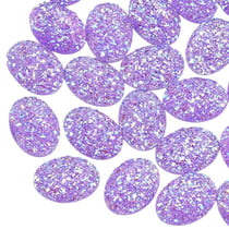 10 PERLES CABOCHON STRASS Paillette Ovale à coller acrylique Violet 17 mm - Dos Plat - Creation Diy