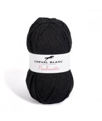 Pelote de laine à tricoter POULINETTE - Cheval Blanc 012 Noir