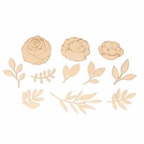 42 mini silhouettes végétaux en bois à décorer