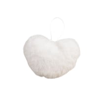 Pompon fourrure artificielle cœur 45x 65mm blanc