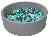 Piscine à balles pour enfant, diamètre env.125 cm, Aire de jeu + 600 balles, gris, turquoise