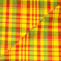 Tissu madras véritable 1m - jaune, rouge et vert - designers-factory