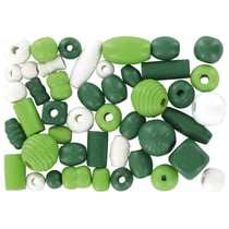MégaCréa DIY - Perles en bois 0,5 à 2 cm Assortiment vert 50 pièces