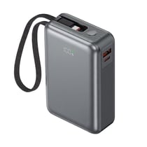 Akashi PowerBank 20000mAh 65W Double Port USB avec Câble Dragonne USB-C Intégré Gris