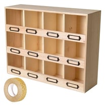 Casier de rangement bois 12 cases + masking tape doré à paillettes 5 m