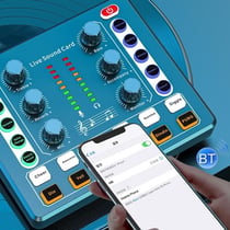 Table De Mixage Bluetooth Pour Enregistrement Et Chant En Direct Noir Or YONIS