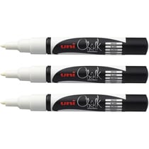 3 marqueurs craie Uni chalk marker Uni Ball pointe fine blanc