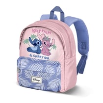 Petit Sac à Dos Stitch Disney Pastel Feuilles - Rose / Mauve