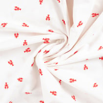 Tissu Coton imprimé Homards rouges sur fond Blanc cassé
