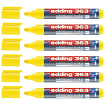 Lot de 6 marqueurs tableau blanc - EDDING - Pointe biseau 1-5 mm - Jaune - 363