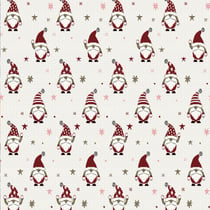 Tissu Jacquard d'ameublement Bonhomme de noël Lurex sur fond Blanc cassé