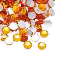 300 PERLES STRASS CABOCHON Rond Strass Orange Jaune 2 mm Acrylique à coller - Dos Argenté - Creation Diy