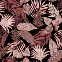 Tissu Jersey Viscose imprimé Feuilles sur fond Noir - Au mètre