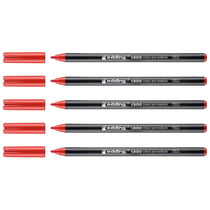 Lot de 5 feutres de coloriage pointe ronde moyenne - EDDING - Rouge - 2 mm