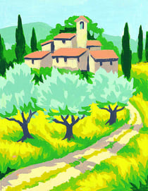 Kit canevas Les oliviers 20x25cm