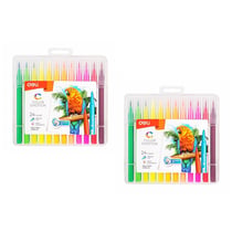 Lot de 2 boîtes de 24 feutres DELI Color Emotion - Pointe pinceau 1.0-8.0 mm - Multicolore