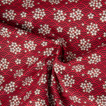 Tissu Coton imprimé Arty Washi éventail fleuris sur fond Rouge