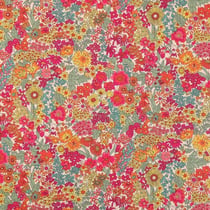 Tissu Fleuris Margaret Fuchsia, orange et vert