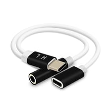 Adaptateur Audio et Charge USB-C vers Jack 3.5mm et USB-C Compact 12cm - Noir