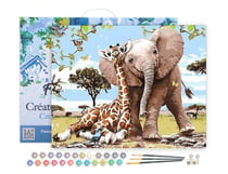 Peinture par Numéro Figured'Art avec Cadre - Amis Eléphant & Girafe - Kit de Loisir Créatif DIY Numéro d'Art - 40x50cm toile tendue sur châssis