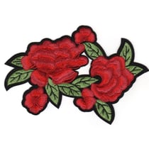 Ecusson thermocollant grand format double rose 14 x 19cm