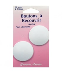 Boutons nylon n°38 à recouvrir X 2 - Distrifil 38 Blanc
