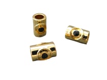 1 Perle Tube dorée avec oeil noir 9*5mm- plaqué or