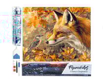 Diamond Painting Broderie Diamant Figured’Art 40x50cm toile entière roulée avec diamants carrés - Renard et oiseau en Automne