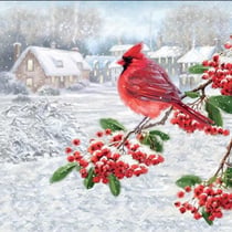 4 serviettes en papier découpage collage 33 cm CARDINAL OISEAU DE NOEL NOSS 111