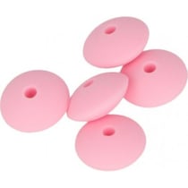 5 PERLES ROSES 12X7 MM - SILICONE