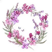 4 serviettes en papier découpage collage 33 cm COURONNE DE FLEURS ROSES FLSS 103