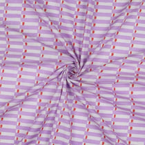 Tissu Coton indien Block print Géométrique sur fond Parme