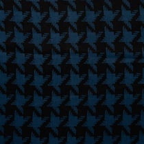 Tissu Polyester satiné Big pied de poule Pétrole sur fond Noir - Au mètre