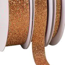 Bobine 30m ruban scintillant rose/doré