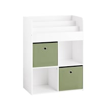 SoBuy KMB79-W Bibliothèque pour Enfant, Étagère de Rangement pour Jouets et Livres, 3 Étagères, 4 Compartiments et 2 Boîtes de Rangement