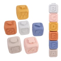 Jouet à bascule Coffret de 6 Cubes a empiler en silicone - Beige - MGM