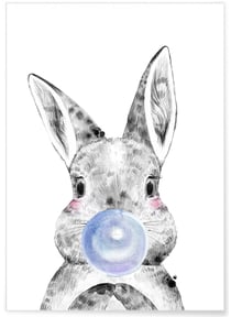 Affiche Bulle de Lapin Bleue | A3 : 29,7x42cm