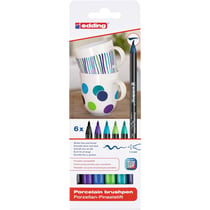 Lot de 10 feutres pinceaux porcelaine - EDDING - Couleurs assorties - Pointe 1-4 mm