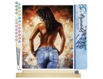 Peinture par Numéro Figured'Art - En Jeans de Dos - Kit de Loisir Créatif DIY Numéro d'Art Complet - 40x50cm toile roulée + châssis en bois à monter