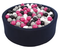 Piscine à balles Aire de jeu + 450 balles bleu marine noir, blanc, rose,gris - Velinda