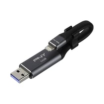 PNY Clé USB OTG 2 en 1 USB 3.0/Lightning Duo Link 64GB Noir