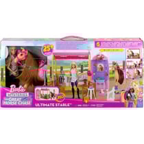Barbie métier : le grand centre équestre + 1 cheval + 26 accessoires + 1 poupée mannequin - mattel - hxj44
