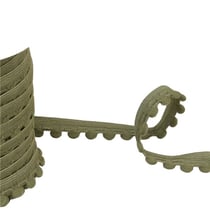 Elastique à pompons 13mm vert kaki au mètre