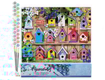 Peinture par Numéro Figured'Art Cabanes à oiseaux - Activité Manuelle Kit de Loisir Créatif DIY Numéro d'Art Complet - 40x50cm sans châssis en bois