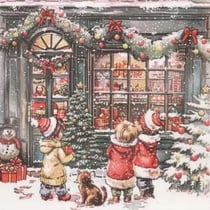 4 serviettes en papier découpage collage 33 cm ENFANT VITRINE NOEL N 709
