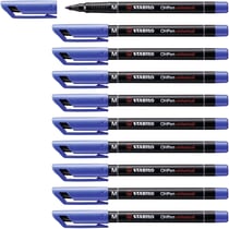 Feutre permanent OHPen pointe moyenne 1 mm - STABILO - Bleu - Lot de 10
