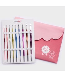 Set de 9 Crochets ZING Deluxe en aluminium - Knitpro Rose