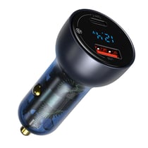 Baseus Chargeur Voiture Allume Cigare PD QC 65W ports USB et USB-C 5A avec Écran LCD Gris foncé