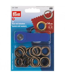 Oeillet et rondelles 4 à 14mm - Prym 14 Laiton